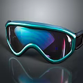 Stylish Modern Goggles With Blue Frame And Reflective Colorful Lenses For Daily Use
