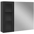 Modern Black Wardrobe With Full Length Mirror And Internal Storage Shelves