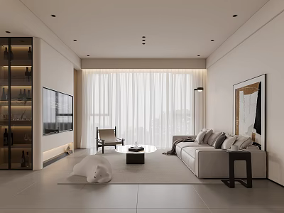 Modern Living Dining Room Interior Design With Open Layout Sofa Coffee Table And Dining Area 3d model