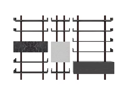Modern Storage Shelving Units With Metal Frame And Black White Shelf Panels 3d model