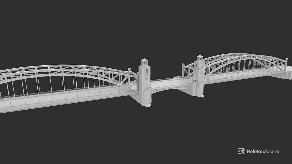 Modern Urban Architectural Complex Featuring Arch Bridge And Tower Structures 3d model 