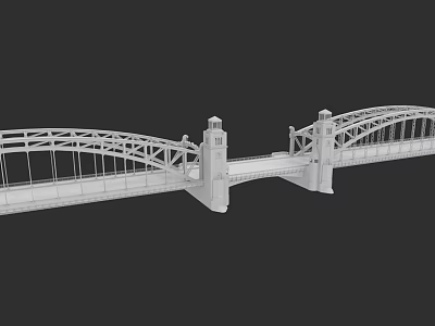 Modern Urban Architectural Complex Featuring Arch Bridge And Tower Structures 3d model
