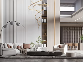 Light luxury restaurant floor home living room 3d model