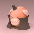 Pink Reptile Piggy Bank Wearing Black Hat And Cape On Light Pink Background