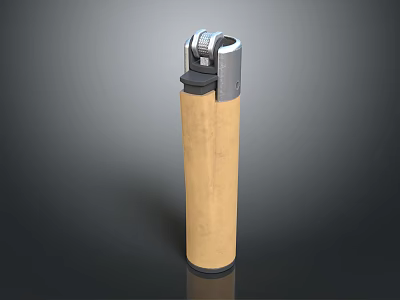Portable Yellow Lighter with Silver Metal Top and Black Base Design 3d model