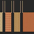 Decorative Wall Hangings With Various Geometric Patterns And Gold Red Orange Tones