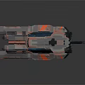 Futuristic Armored Watercraft With Modular Design Gray Orange Blue Color And Weapon System