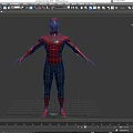 Game Movie Character SpiderMan 3D Model Red and Blue Costume with Spider Emblem Standing