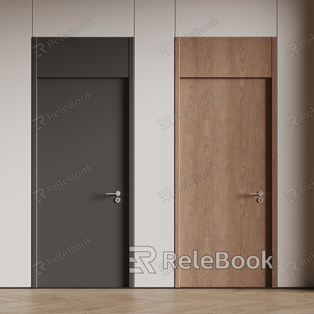 Minimal door single door swing door bedroom door model