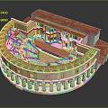 Cultural Center Building With Red Roof White Walls And Curved Architectural Design