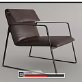 Modern Leather Leisure Chair With Black Metal Frame And Comfortable Design