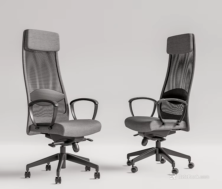 Modern Gray Office Chair With Mesh Back Armrests Swivel Wheels And Comfortable Design 3d model 