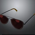 Stylish Aviator Sunglasses With Red Lenses Silver Frame And Orange Temples