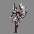 Game Fantasy Warrior Character With White Wings And Purple Gold Ornate Armor