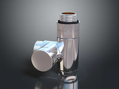 Silver Metal Cup With Two Parts Cylindrical Body Smooth Surface And Reflective Finish On Dark Background 3d model