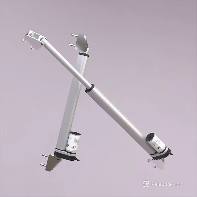Silver Electric Linear Actuators With Black Base White Components And Telescopic Structure 3d model 