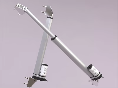 Silver Electric Linear Actuators With Black Base White Components And Telescopic Structure 3d model
