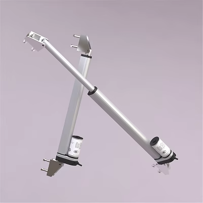 Silver Electric Linear Actuators With Black Base White Components And Telescopic Structure 3d model