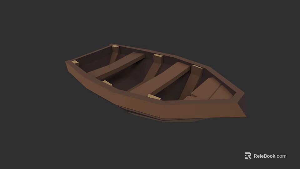 Wooden Sailboat Model With Simple Interior Structure And Seats Design 3d model 