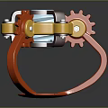 Lighting Combination with Modern Industrial Gears Metal Structure Red Gold Components and Blue Light Source
