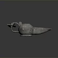 Ancient Style Bronze Oil Lamp With Decorative Handle And Intricate Design