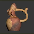 Traditional Human Shaped Sculpture Carving With Yellow Red Color And Handle Design