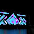 Elegant Ballroom Stage Design With Vibrant Neon Lights And Dynamic Lighting Effects 3d model