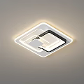 Modern Minimalist Square Ceiling Light With LED Strip White Border And Black Accent Lighting 3d model