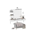Modern Elegant Dressing Table With Mirror Shelves Cosmetics Stool And Books 3d model