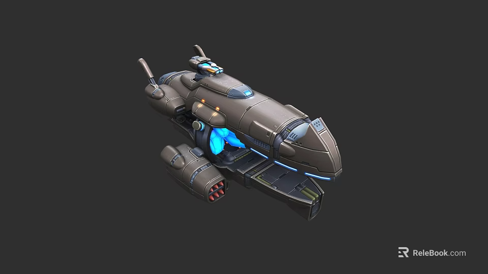 Futuristic Sci Fi Weapon Featuring Mechanical Structure Blue Glowing Elements and Streamlined Design 3d model