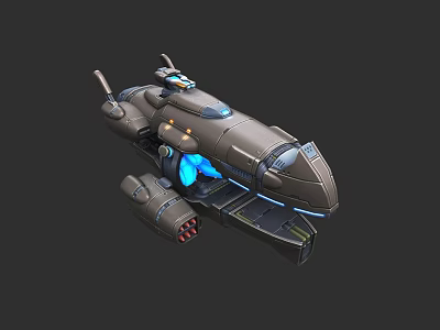 Futuristic Sci Fi Weapon Featuring Mechanical Structure Blue Glowing Elements and Streamlined Design 3d model
