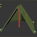 Kids Green Triangular Playhouse Furniture with Wooden Pole Support and White Base Feet