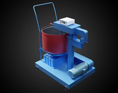 Industrial Equipment With Blue Frame Red Drum Wheels Control Box And Motor 3d model