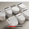Multiple Smart White Toilets Featuring Digital Display And Various Modern Styles 3d model