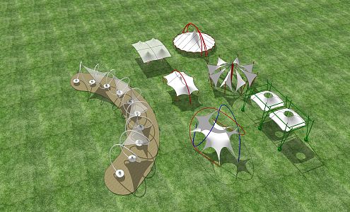 Modern Tensioned Film Special-shaped Tensioned Film Building Camping Tent Tensioned Film Landscape Corridor Special-shaped Landscape Structure 3d model