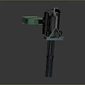 Mechanical Weapon With Multiple Barrels Green Component And Red Indicator Light 3d model