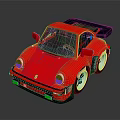 Sleek Red Sports Car Featuring Black Roof Rear Spoiler And Silver Wheels