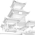 Traditional Chinese Multi tiered Pavilion With Curved Eaves Red Pillars Black Roof And Stone Steps