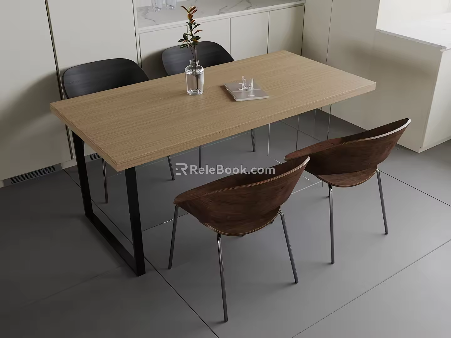 Modern Dining Table and Chair Quadruple Log Dining Table 3d model