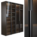 Modern Wardrobe Design With Glass Doors Wooden Panels Interior Shelves And LED Lighting