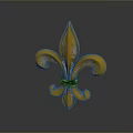Golden Fleur de Lis Shaped Home Living Decorative Accessory with Metallic Finish Black Ring