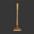 Practical Household Plunger With Wooden Handle And Rubber Cup For Bathroom Use