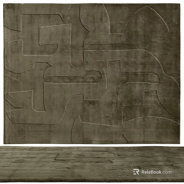 Modern Square Rug with Abstract Geometric Pattern Soft Textured Surface for Living Room Wooden Floor 3d model 