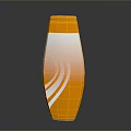 Orange White Gradient Plastic Bottle With White Wavy Lines Design Standing On Dark Surface