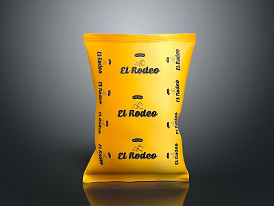 El Rodeo Yellow Decorative Ornament Set With Repeated Logo Pattern On Dark Background 3d model
