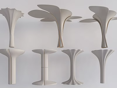 Elegant Modern Columns With Unique Curved Structures And Artistic Sculptural Designs 3d model
