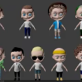Diverse Cartoon Child Character Designs With Various Hairstyles And Outfits