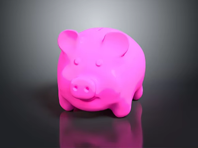 Cute Decorative Pink Piggy Bank for Saving Money with Glossy Surface 3d model