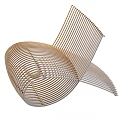 Modern Leisure Chair With Curved Slatted Design And Sleek Ergonomic Structure