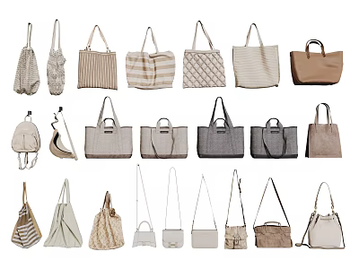 Fashionable Women Bags Collection With Various Styles Different Materials And Trendy Designs 3d model